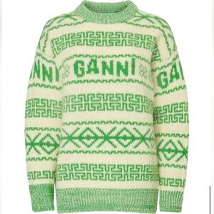 GANNI Organic Wool Green Christmas Inspired Winter Sweater